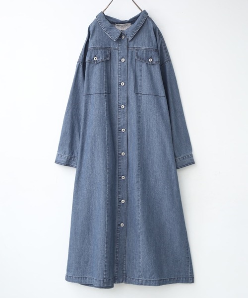 osharewalker（オシャレウォーカー）の「【廃盤】『バックタックデニムシャツワンピース』（シャツワンピース・レディース・ブルー/ブラック・FREE）」の12枚目の写真