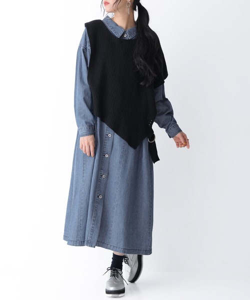 osharewalker（オシャレウォーカー）の「【廃盤】『バックタックデニムシャツワンピース』（シャツワンピース・レディース・ブルー/ブラック・FREE）」の18枚目の写真