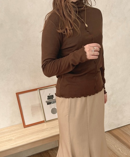 apres jour clair（アプレジュールクレア）の「【apresjour clair】２WAYハイネックインナー（Tシャツ/カットソー・レディース・アイボリー/モカ/ダークブラウン・X-LARGE/フリー）」の16枚目の写真