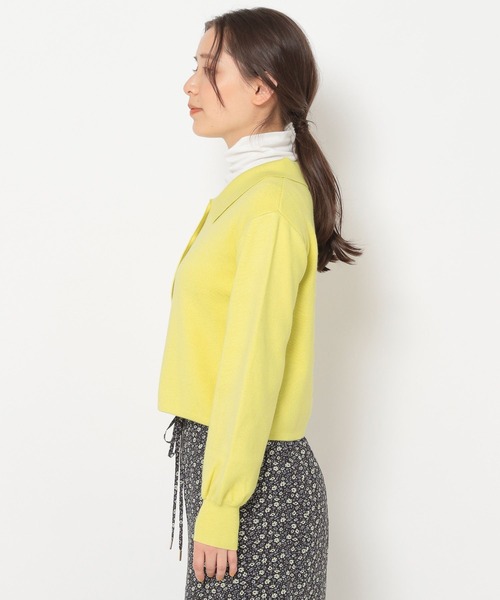 mysty woman(ミスティウーマン)の「衿つき配色カーディガン 272998(ニット/セーター・レディース・ブラック/オフホワイト/イエロー/ライトベージュ・FREE)」の14枚目の写真