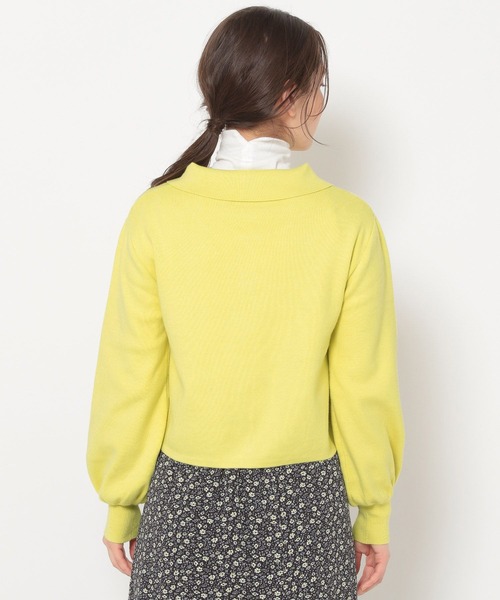 mysty woman(ミスティウーマン)の「衿つき配色カーディガン 272998(ニット/セーター・レディース・ブラック/オフホワイト/イエロー/ライトベージュ・FREE)」の5枚目の写真