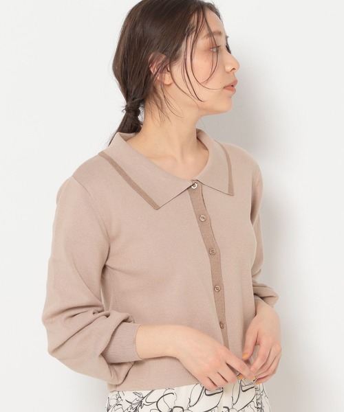 mysty woman(ミスティウーマン)の「衿つき配色カーディガン 272998(ニット/セーター・レディース・ブラック/オフホワイト/イエロー/ライトベージュ・FREE)」の21枚目の写真