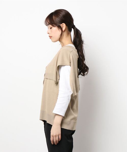 Re:EDIT(リエディ)の「ケープライクニットベスト(ベスト・レディース・ベージュ/ブラック/グリーン・LARGE/MEDIUM)」の7枚目の写真
