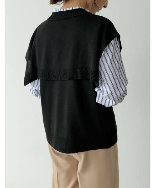 Re:EDIT(リエディ)の「ケープライクニットベスト(ベスト・レディース・ベージュ/ブラック/グリーン・LARGE/MEDIUM)」の10枚目の写真