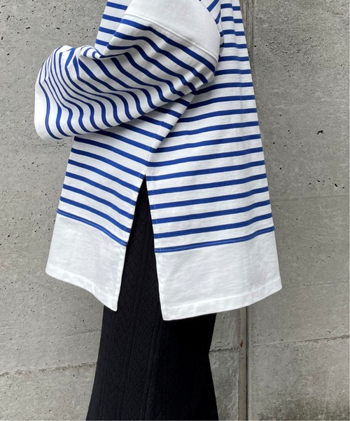 CIAOPANIC（チャオパニック）の「プレーティングバスクボーダーTシャツ（Tシャツ/カットソー・レディース・グリーン/パープル/イエロー/ブルー・FREE）」の7枚目の写真