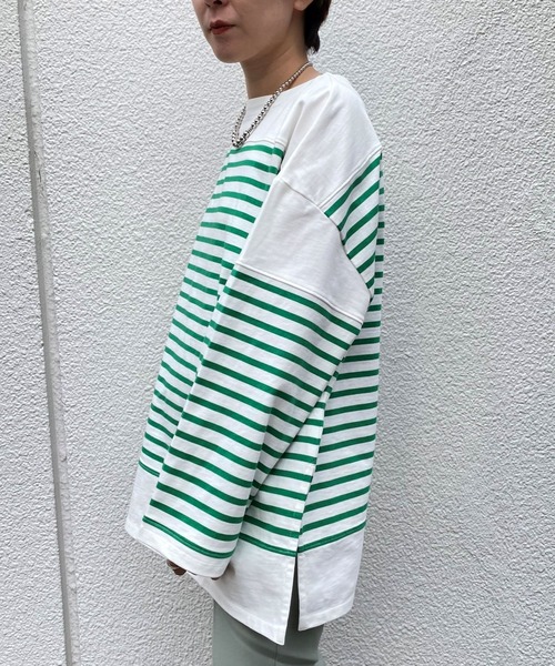 CIAOPANIC（チャオパニック）の「プレーティングバスクボーダーTシャツ（Tシャツ/カットソー・レディース・グリーン/パープル/イエロー/ブルー・FREE）」の10枚目の写真