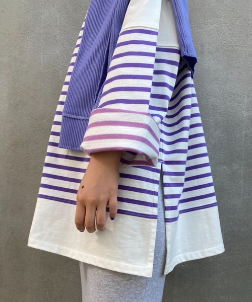 CIAOPANIC（チャオパニック）の「プレーティングバスクボーダーTシャツ（Tシャツ/カットソー・レディース・グリーン/パープル/イエロー/ブルー・FREE）」の16枚目の写真