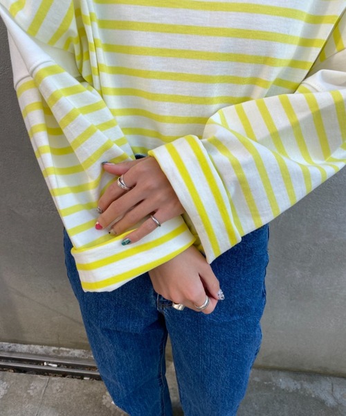 CIAOPANIC（チャオパニック）の「プレーティングバスクボーダーTシャツ（Tシャツ/カットソー・レディース・グリーン/パープル/イエロー/ブルー・FREE）」の20枚目の写真