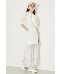 チュールコンビデニムスカート