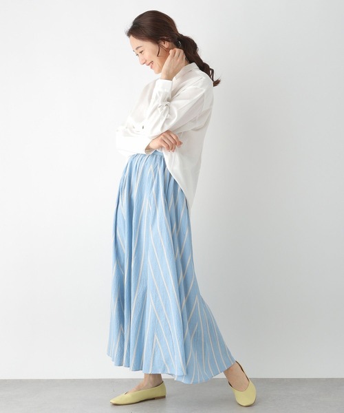 LEPSIM（レプシィム）の「リネンブレンドオーバーシャツ　255382（シャツ/ブラウス・レディース・ネイビー/オフホワイト/パープル/イエロー/オレンジ・FREE）」の8枚目の写真