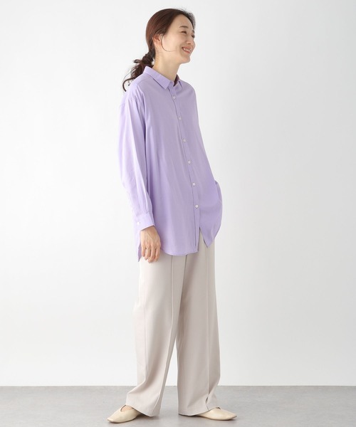 LEPSIM（レプシィム）の「リネンブレンドオーバーシャツ　255382（シャツ/ブラウス・レディース・ネイビー/オフホワイト/パープル/イエロー/オレンジ・FREE）」の15枚目の写真