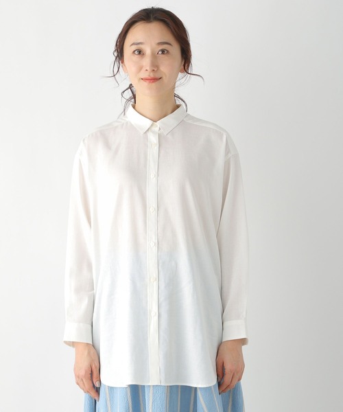 LEPSIM（レプシィム）の「リネンブレンドオーバーシャツ　255382（シャツ/ブラウス・レディース・ネイビー/オフホワイト/パープル/イエロー/オレンジ・FREE）」の19枚目の写真