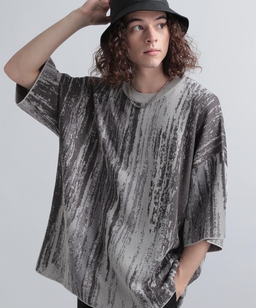 HARE（ハレ）の「アブストラクトニットプルオーバーSS(HARE)（ニット/セーター・メンズ・ブラック/グレー/ブルー・SMALL/MEDIUM）」の13枚目の写真