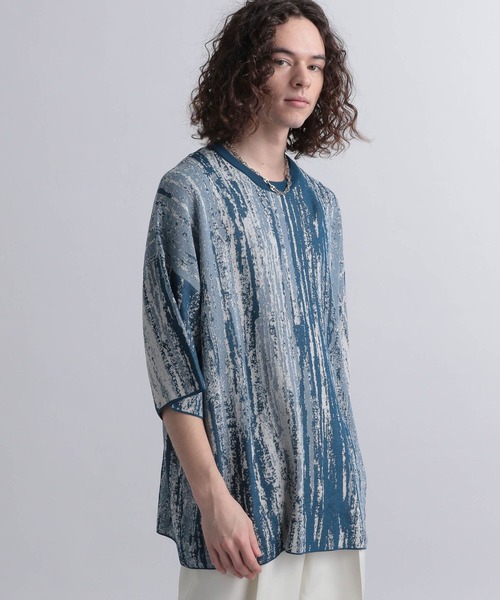 HARE（ハレ）の「アブストラクトニットプルオーバーSS(HARE)（ニット/セーター・メンズ・ブラック/グレー/ブルー・SMALL/MEDIUM）」の8枚目の写真