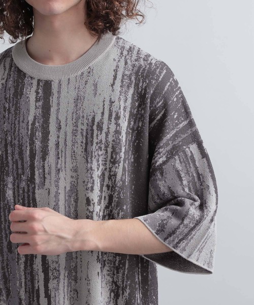 HARE（ハレ）の「アブストラクトニットプルオーバーSS(HARE)（ニット/セーター・メンズ・ブラック/グレー/ブルー・SMALL/MEDIUM）」の7枚目の写真