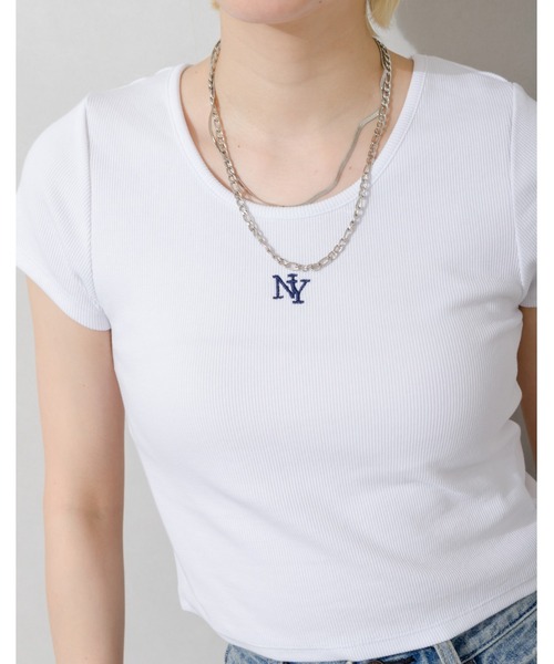 SpRay(スプレイ)の「刺繍リブチビTシャツ(Tシャツ/カットソー・レディース・ブラック/オフホワイト/ホワイト×ブラック/ホワイト系その他・FREE)」の8枚目の写真