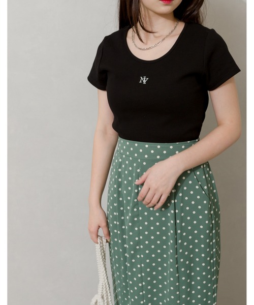 SpRay(スプレイ)の「刺繍リブチビTシャツ(Tシャツ/カットソー・レディース・ブラック/オフホワイト/ホワイト×ブラック/ホワイト系その他・FREE)」の15枚目の写真