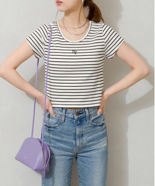 SpRay(スプレイ)の「刺繍リブチビTシャツ(Tシャツ/カットソー・レディース・ブラック/オフホワイト/ホワイト×ブラック/ホワイト系その他・FREE)」の20枚目の写真