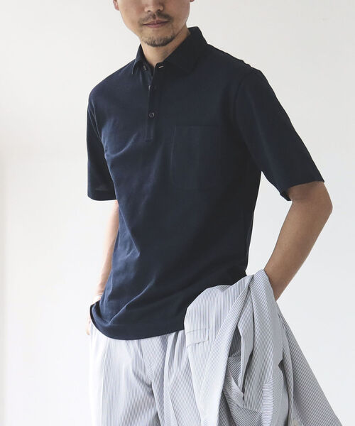 BEAMS LIGHTS（ビームスライツ）の「BEAMS LIGHTS / カノコ ポロシャツ（ポロシャツ・メンズ・ブラック/ネイビー/サックスブルー/グリーン/ライトブラウン・S/M/L/XL）」の4枚目の写真