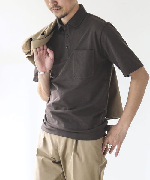 BEAMS LIGHTS（ビームスライツ）の「BEAMS LIGHTS / カノコ ポロシャツ（ポロシャツ・メンズ・ブラック/ネイビー/サックスブルー/グリーン/ライトブラウン・S/M/L/XL）」の3枚目の写真