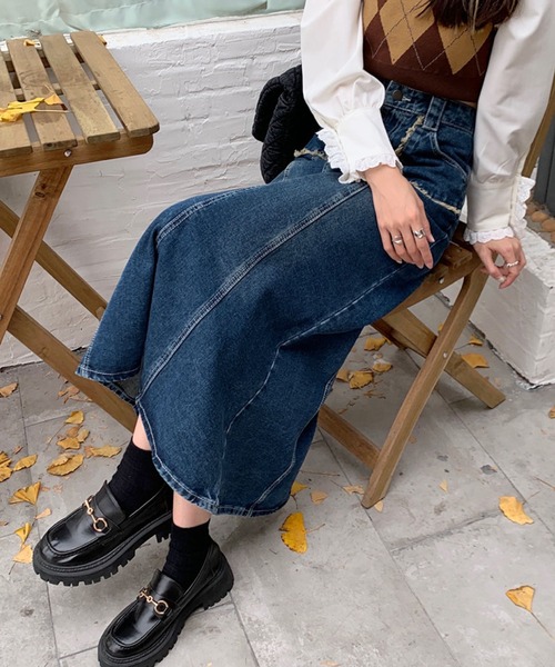 meJane（ミージェーン）の「ハイウエストデニムマーメイドロングスカート【ZOZOTOWN限定】（デニムスカート・レディース・インディゴブルー・S/M）」の7枚目の写真