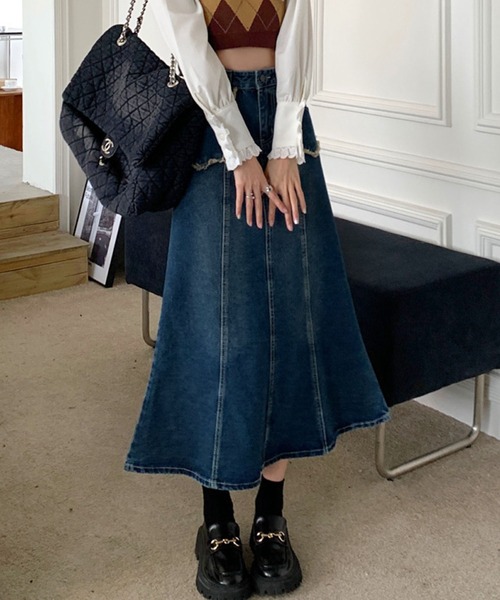 meJane（ミージェーン）の「ハイウエストデニムマーメイドロングスカート【ZOZOTOWN限定】（デニムスカート・レディース・インディゴブルー・S/M）」の2枚目の写真