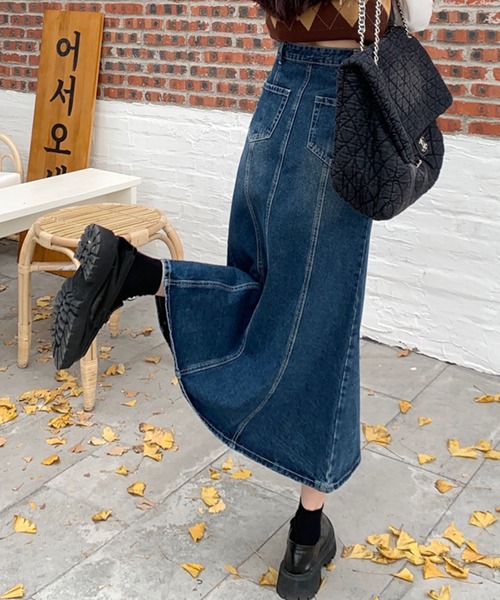 meJane（ミージェーン）の「ハイウエストデニムマーメイドロングスカート【ZOZOTOWN限定】（デニムスカート・レディース・インディゴブルー・S/M）」の3枚目の写真