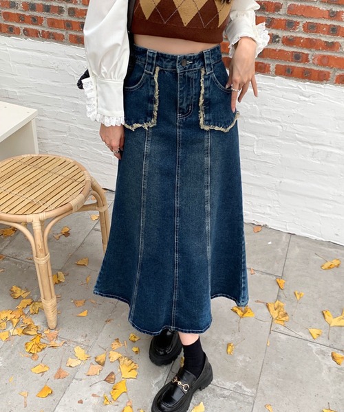 meJane（ミージェーン）の「ハイウエストデニムマーメイドロングスカート【ZOZOTOWN限定】（デニムスカート・レディース・インディゴブルー・S/M）」の4枚目の写真