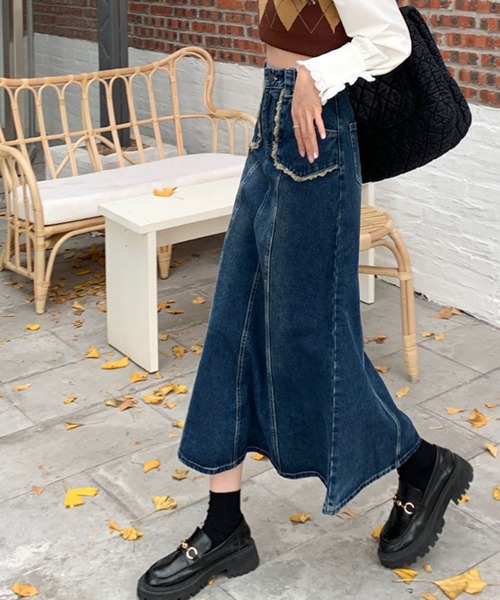 meJane（ミージェーン）の「ハイウエストデニムマーメイドロングスカート【ZOZOTOWN限定】（デニムスカート・レディース・インディゴブルー・S/M）」の5枚目の写真