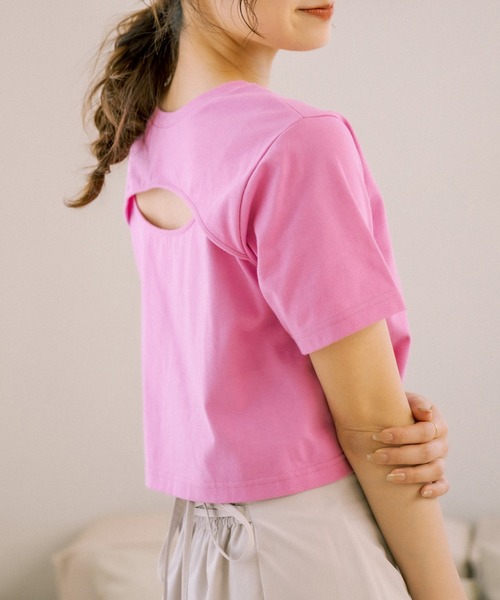 OLIVE des OLIVE（オリーブデオリーブ）の「バックオープンTシャツ（Tシャツ/カットソー・レディース・オフホワイト/パープル/ブラック/ライム/ピンク系その他・FREE）」の14枚目の写真