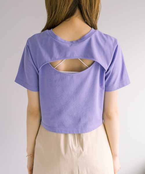 OLIVE des OLIVE（オリーブデオリーブ）の「バックオープンTシャツ（Tシャツ/カットソー・レディース・オフホワイト/パープル/ブラック/ライム/ピンク系その他・FREE）」の10枚目の写真