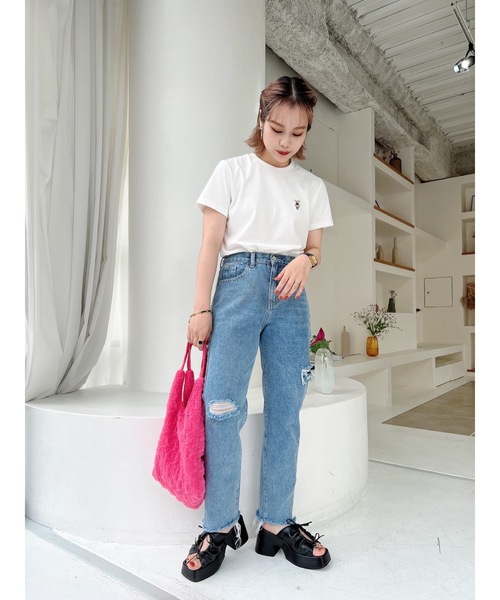 JUMELLE(ジュメロ)の「ジュマワッペンTシャツ(Tシャツ/カットソー・レディース・ホワイト/ピンク・FREE)」の4枚目の写真