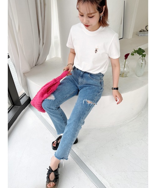 JUMELLE(ジュメロ)の「ジュマワッペンTシャツ(Tシャツ/カットソー・レディース・ホワイト/ピンク・FREE)」の5枚目の写真