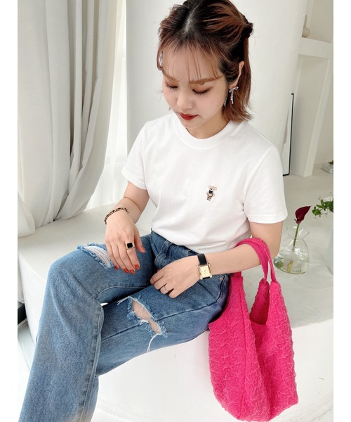 JUMELLE(ジュメロ)の「ジュマワッペンTシャツ(Tシャツ/カットソー・レディース・ホワイト/ピンク・FREE)」の6枚目の写真