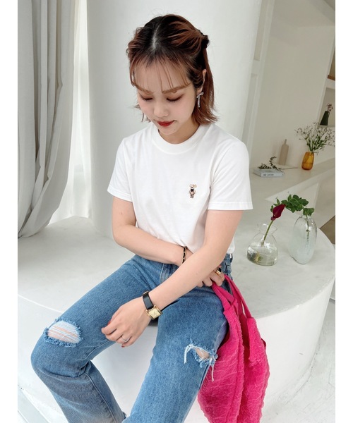 JUMELLE(ジュメロ)の「ジュマワッペンTシャツ(Tシャツ/カットソー・レディース・ホワイト/ピンク・FREE)」の7枚目の写真