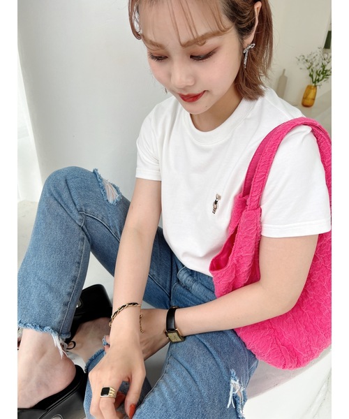 JUMELLE(ジュメロ)の「ジュマワッペンTシャツ(Tシャツ/カットソー・レディース・ホワイト/ピンク・FREE)」の10枚目の写真
