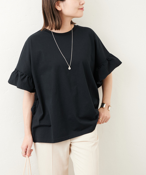 【人気ショップが最安値挑戦！】 セール】ギャザースリーブポンチョTee（Tシャツ/カットソー トップス