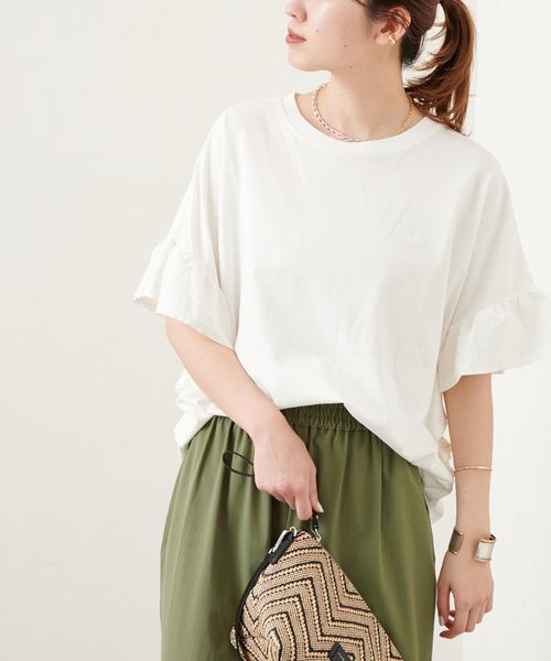 JOURNAL STANDARD（ジャーナルスタンダード）の「ギャザースリーブポンチョTee（Tシャツ/カットソー・レディース・ホワイト/ネイビー系1/ブラック/パープル系その他3・FREE）」の5枚目の写真