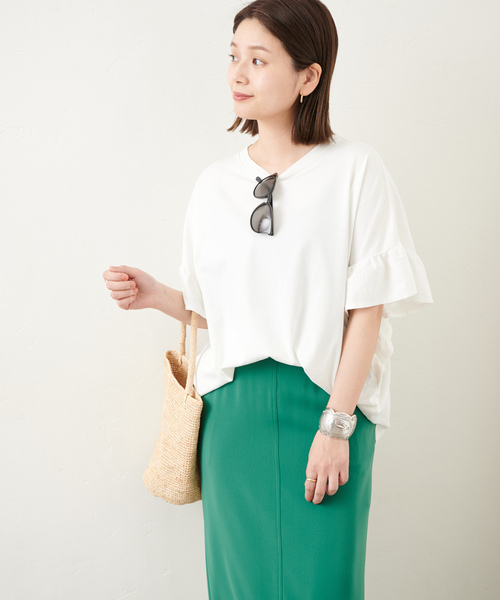 JOURNAL STANDARD（ジャーナルスタンダード）の「ギャザースリーブポンチョTee（Tシャツ/カットソー・レディース・ホワイト/ネイビー系1/ブラック/パープル系その他3・FREE）」の9枚目の写真