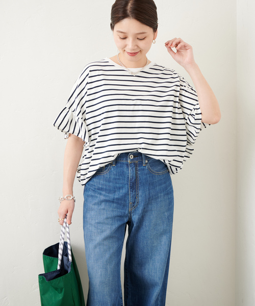 JOURNAL STANDARD（ジャーナルスタンダード）の「ギャザースリーブポンチョTee（Tシャツ/カットソー・レディース・ホワイト/ネイビー系1/ブラック/パープル系その他3・FREE）」の17枚目の写真