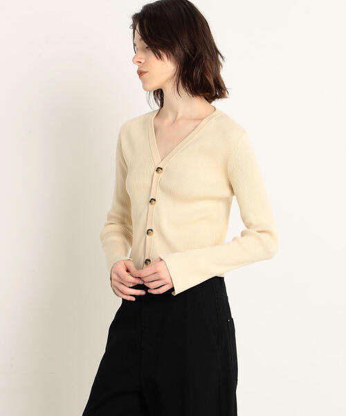 TOMORROWLAND （トゥモローランド）の「コットンリブ Vネックショートカーディガン（カーディガン/ボレロ・レディース・ライトブルー/ネイビー/イエロー/ライトベージュ/ブルー系その他4・S）」の8枚目の写真