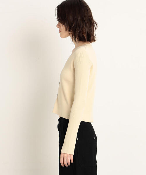 TOMORROWLAND （トゥモローランド）の「コットンリブ Vネックショートカーディガン（カーディガン/ボレロ・レディース・ライトブルー/ネイビー/イエロー/ライトベージュ/ブルー系その他4・S）」の9枚目の写真