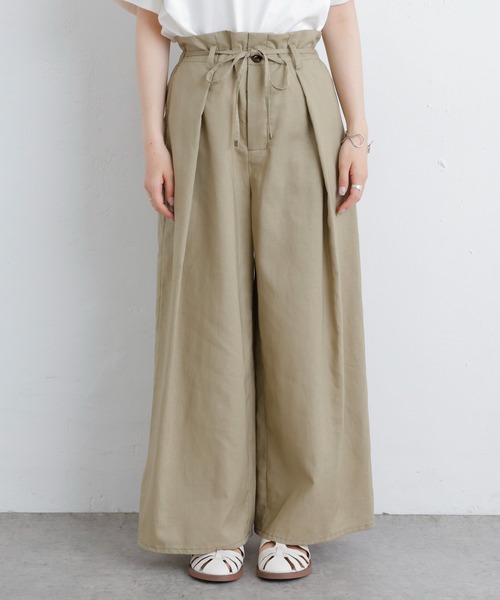 PUAL CE CIN(ピュアルセシン)の「JAPAN MADE タックワイドパンツ(その他パンツ・レディース・ブラック/オリーブ・FREE)」の9枚目の写真