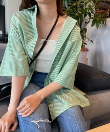 LOWRYS FARM | ストライプオーバーシャツ　287897(シャツ/ブラウス)