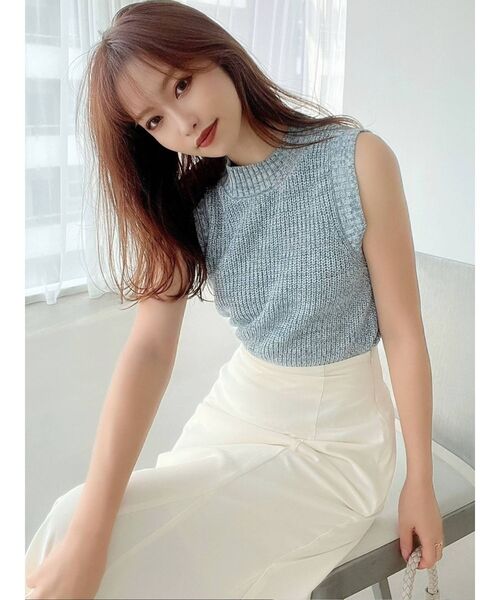 RESEXXY（リゼクシー）の「メランジタートルニットタンク（ニット/セーター・レディース・アイボリー/ブラック/ブルー/ブラウン・FREE）」の4枚目の写真