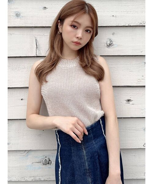 RESEXXY（リゼクシー）の「メランジタートルニットタンク（ニット/セーター・レディース・アイボリー/ブラック/ブルー/ブラウン・FREE）」の6枚目の写真