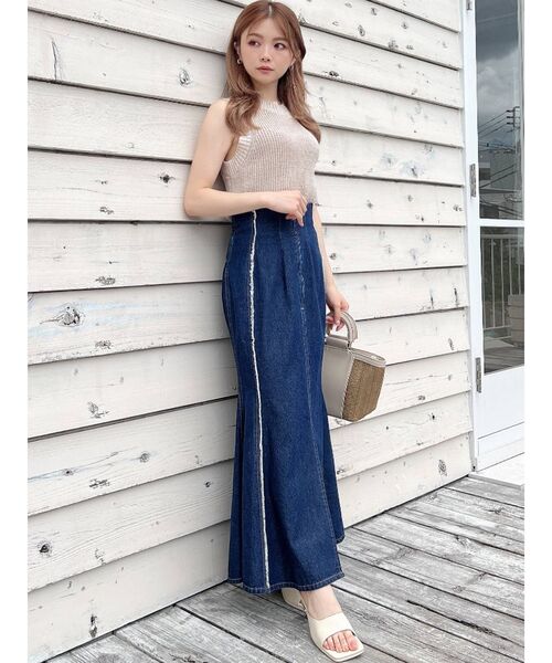 RESEXXY（リゼクシー）の「メランジタートルニットタンク（ニット/セーター・レディース・アイボリー/ブラック/ブルー/ブラウン・FREE）」の10枚目の写真