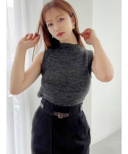 RESEXXY（リゼクシー）の「メランジタートルニットタンク（ニット/セーター・レディース・アイボリー/ブラック/ブルー/ブラウン・FREE）」の7枚目の写真