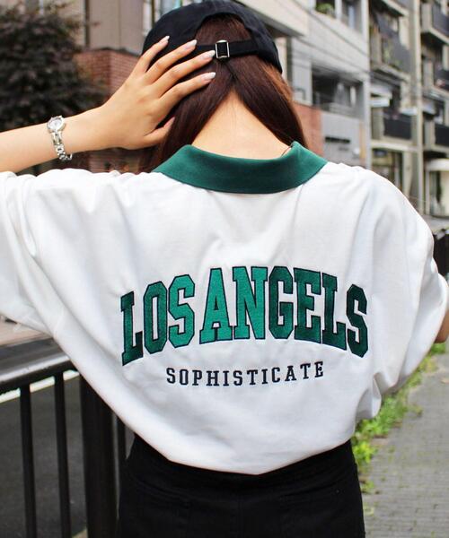 INGNI(イング)の「BACKカレッジロゴポロ襟トップス(Tシャツ/カットソー・レディース・ネイビー/グリーン/ホワイト×グリーン・M)」の8枚目の写真