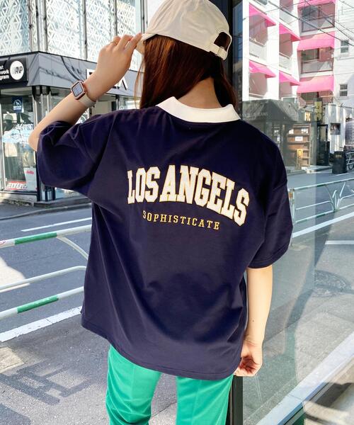 INGNI(イング)の「BACKカレッジロゴポロ襟トップス(Tシャツ/カットソー・レディース・ネイビー/グリーン/ホワイト×グリーン・M)」の10枚目の写真